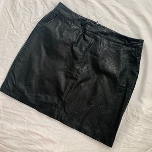 black faux leather skirt